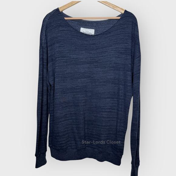 Abercrombie Fitch Oversized Long Sleeve Top | Small | Heather Blue Oversized Raw - Picture 2 of 6